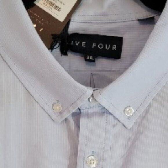 Five Four Dress Shirt Men's Sz 2XL Pinstripe Button Up Light Blue NWT - Picture 6 of 10